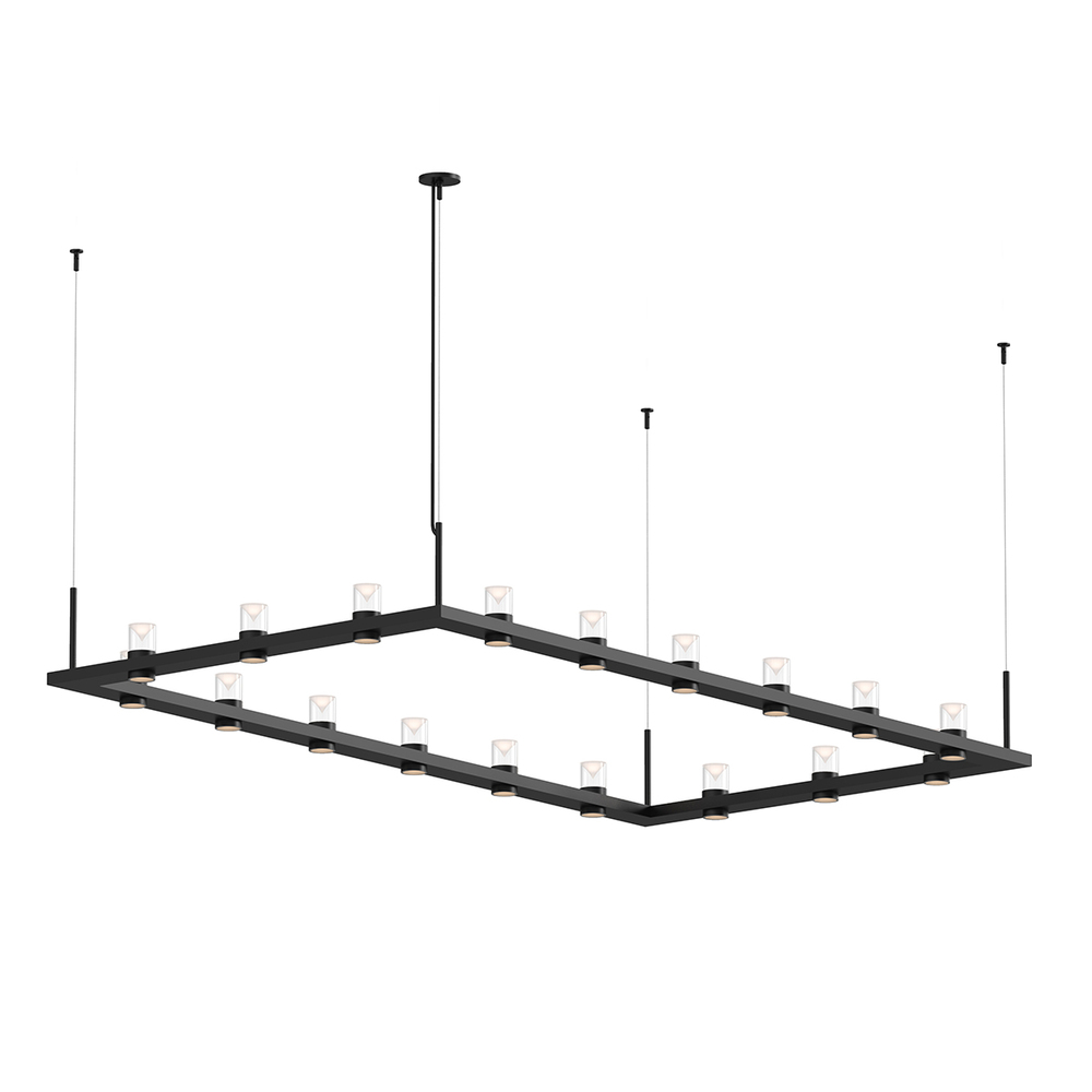 4' x 8' Rectangle LED Pendant with Clear w/Cone Uplight Trim