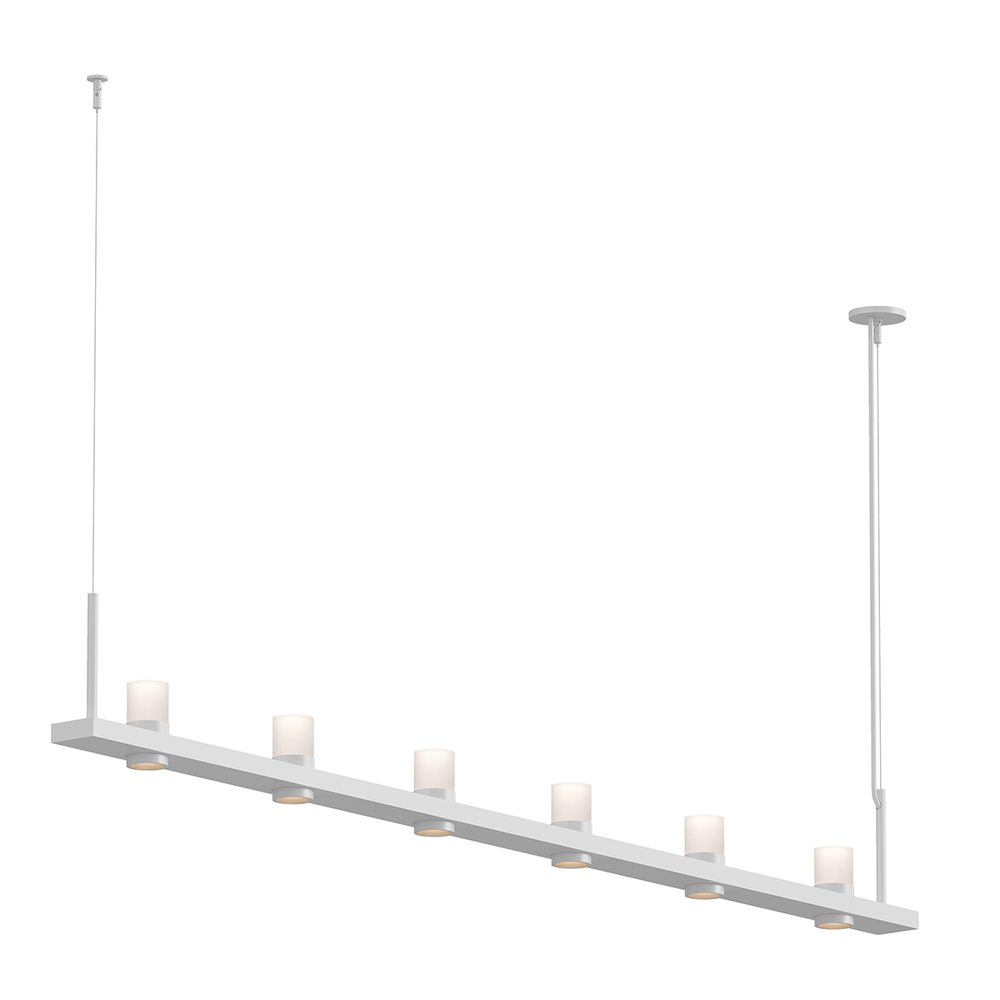 8' Linear LED Pendant with Etched Cylinder Uplight Trim