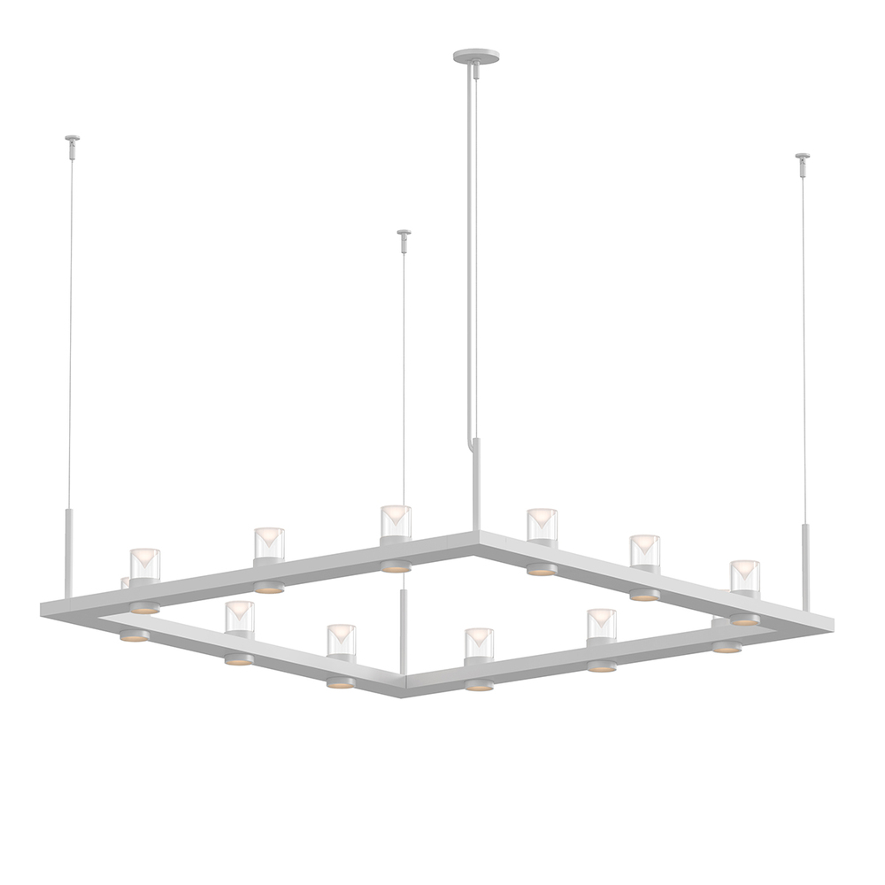 4' Square LED Pendant with Clear w/Cone Uplight Trim