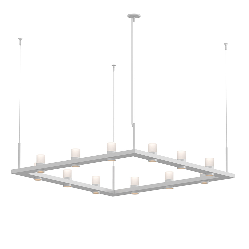 4' Square LED Pendant with Etched Cylinder Uplight Trim