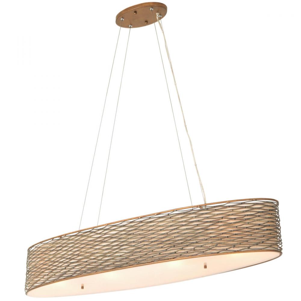 Flow 4-Lt Oval Linear Pendant w/Fabric Shade - Hammered Ore