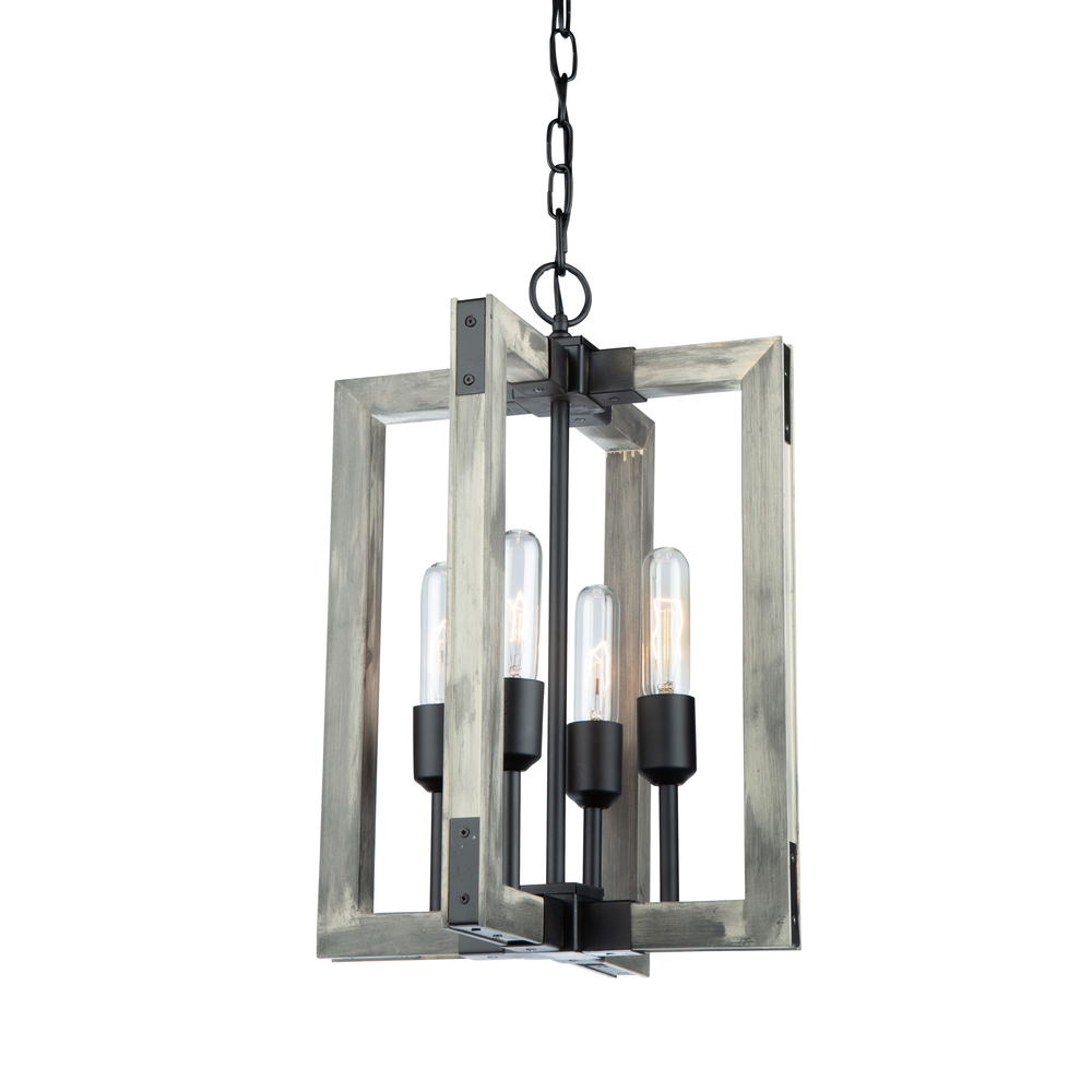 Gatehouse 4 Light Chandelier (Beach Wood & Black)