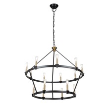 Artcraft AC11985BB - Notting Hill Collection 15-Light Chandelier Black and Brushed Brass
