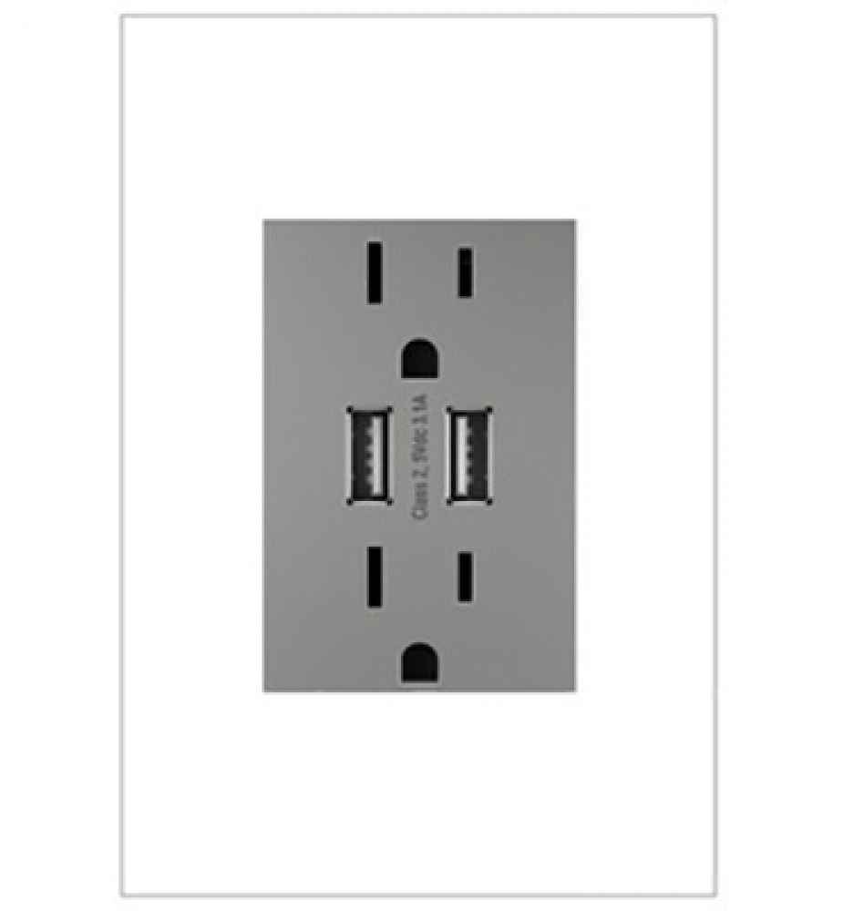 adorne? Dual-USB Outlet , Magnesium