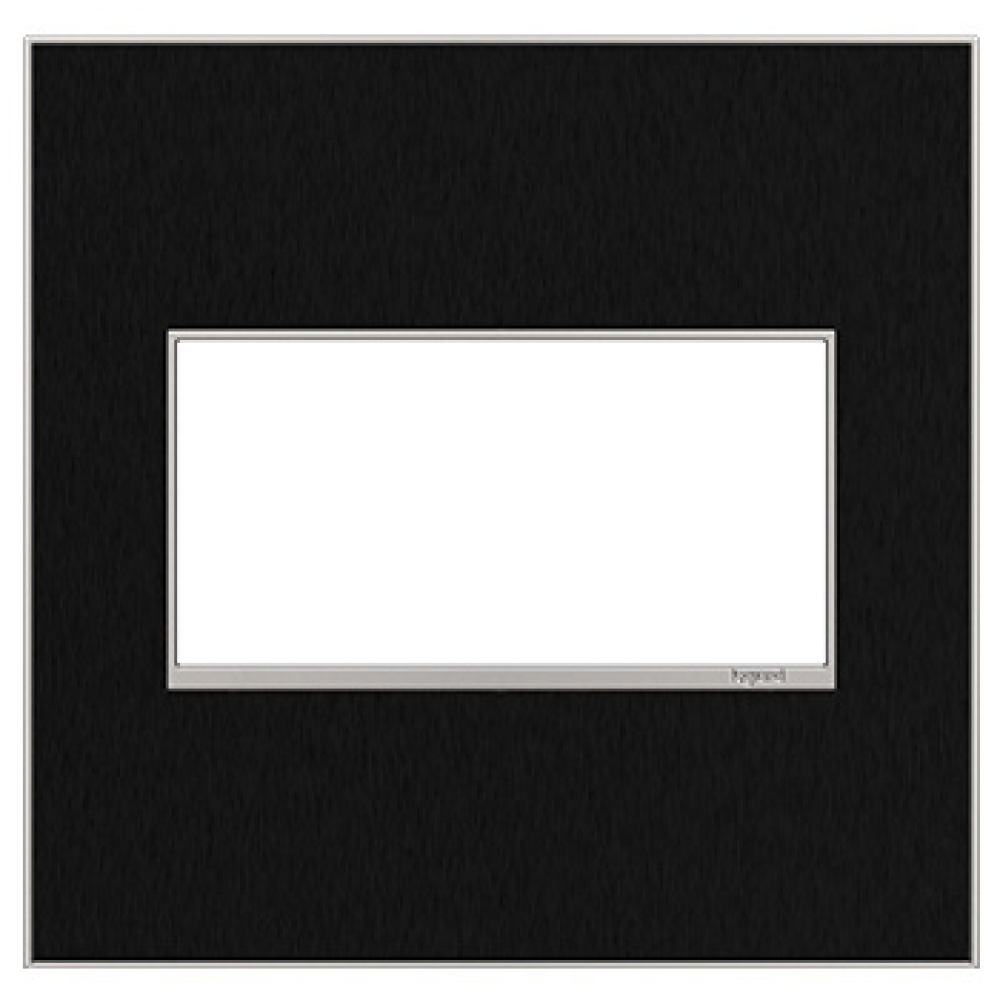 Adorne® Black Stainless Two-Gang Screwless Wall Plate