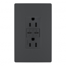 Legrand R26USBPDGCC6 - radiant? 15A Tamper Resistant Ultra Fast PLUS Power Delivery USB Type C/C Outlet, Graphite