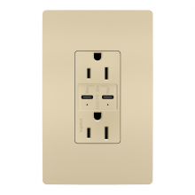 Legrand R26USBPDI - radiant? 15A Tamper Resistant Ultra Fast PLUS Power Delivery USB Type C/C Outlet, Ivory