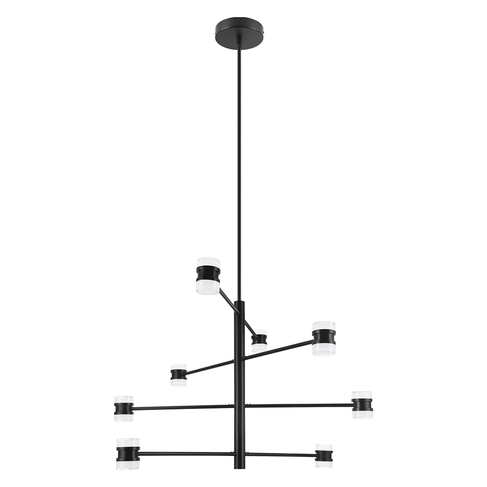 Romendo 1 - Pendant Matte Black Finish Satin and Clear Acrylic -Integrated  LED 72W