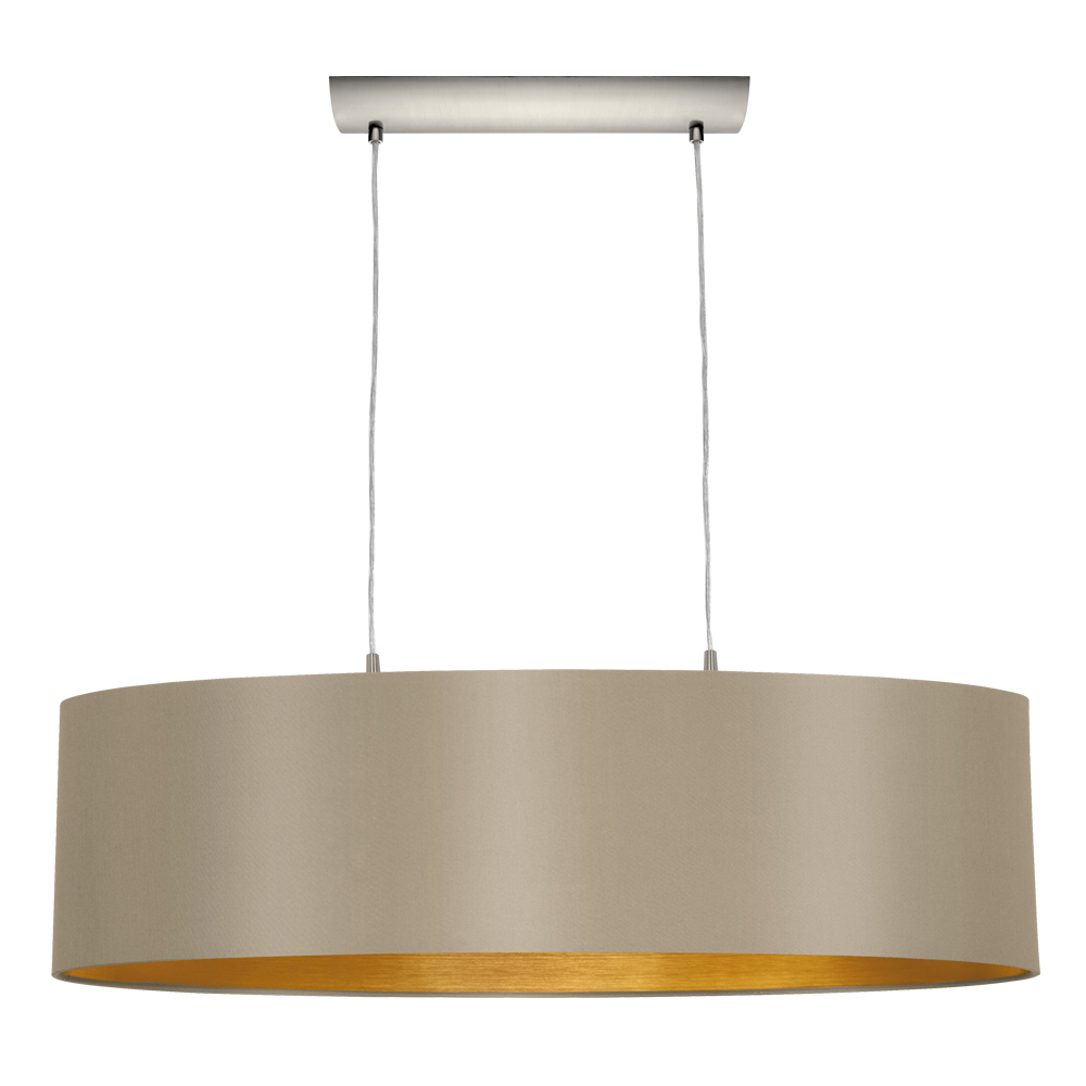 2x60W Mult Light Pendant w/ Matte Nickel Finish & Cappucino & Gold Shade