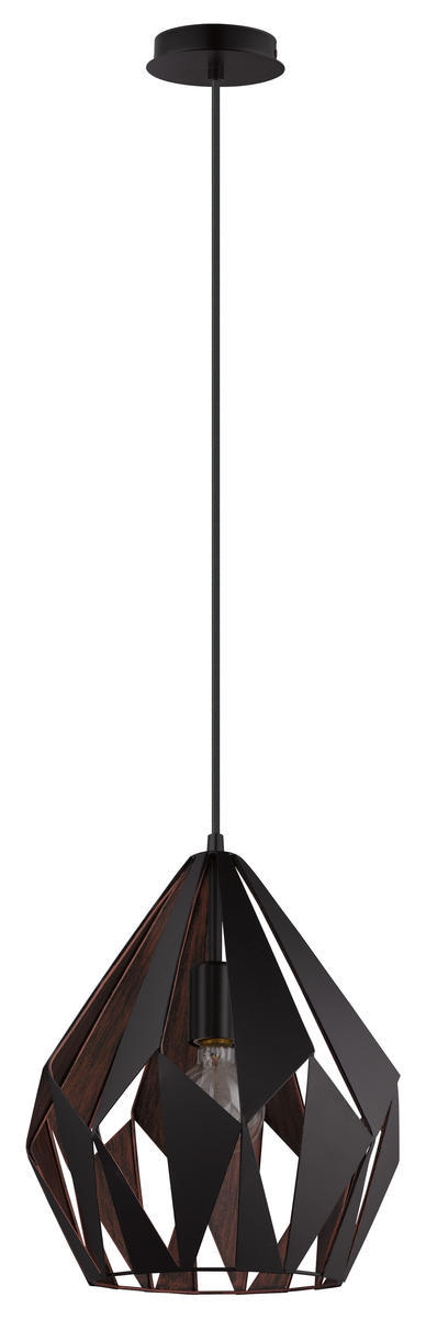 1 LT Geometric Pendant With A Black Outer Finish & Copper Interior Finish 60W A19 Bulb