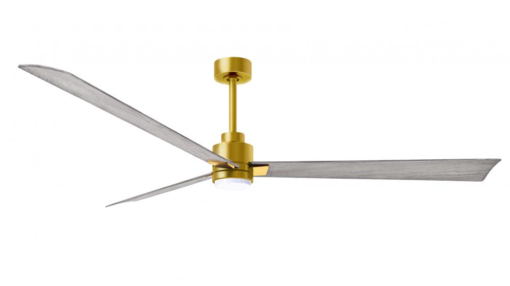 Alessandra 3-blade transitional ceiling fan in brushed brass finish with barnwood blades. Optimize