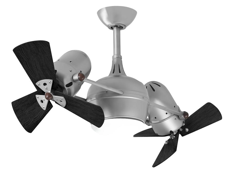 Dagny 360° double-headed rotational ceiling fan with light kit in Brushed Nickel finish with soli