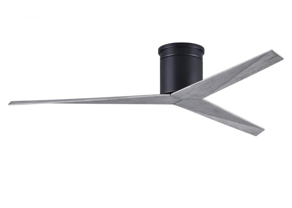 Eliza-H 3-blade ceiling mount paddle fan in Matte Black finish with barn wood ABS blades.
