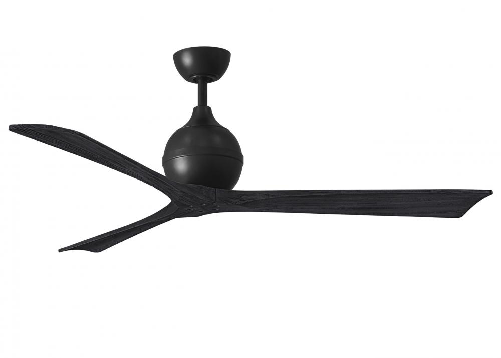 Irene-3 three-blade paddle fan in Matte Black finish with 60" solid matte black wood blades.