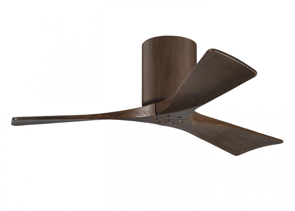 Irene-3H three-blade flush mount paddle fan in Walnut finish with 42” solid walnut tone blades.?
