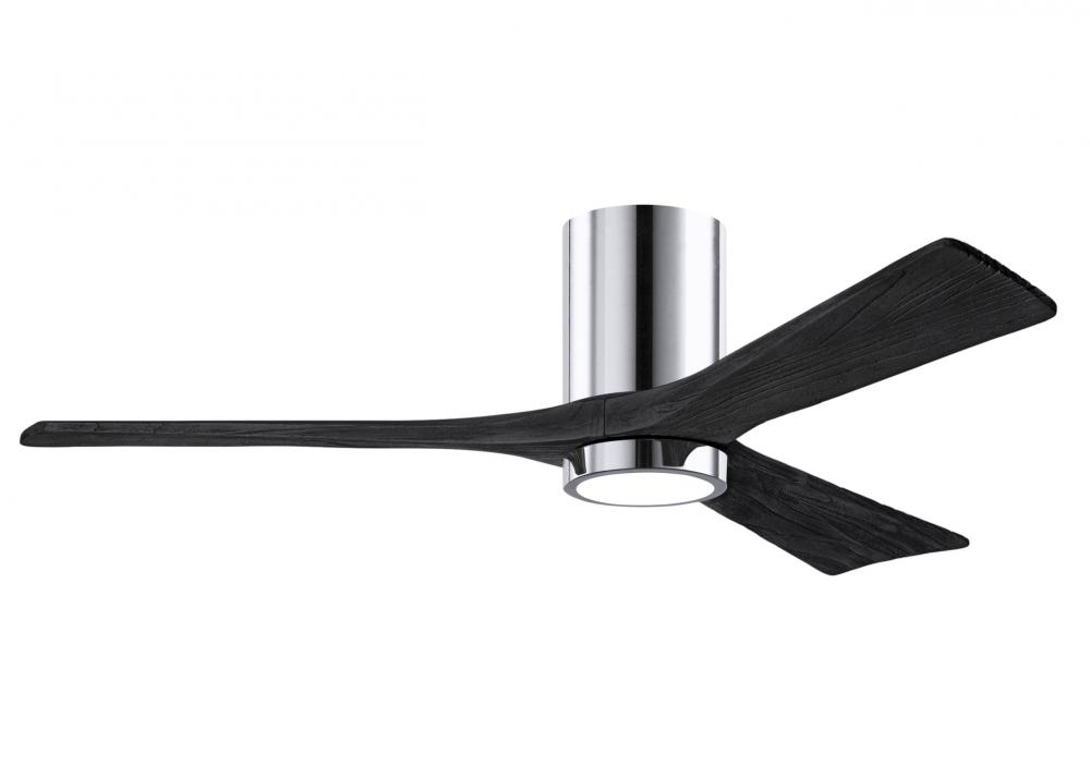 Irene-3HLK three-blade flush mount paddle fan in Polished Chrome finish with 52” solid matte bla