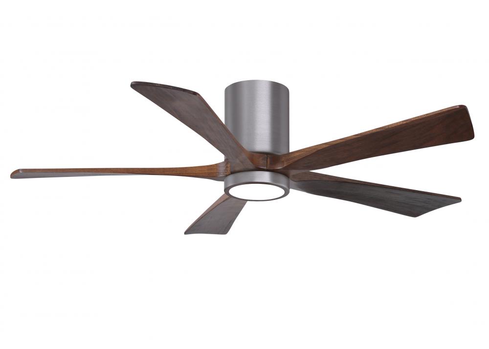 IR5HLK five-blade flush mount paddle fan in Brushed Pewter finish with 52” Solid Walnut blades a