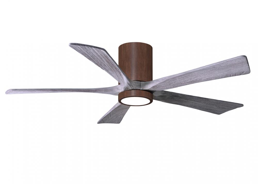 IR5HLK five-blade flush mount paddle fan in Walnut finish with 52” solid barn wood tone blades a