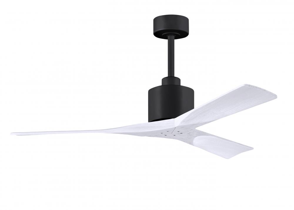 Nan 6-speed ceiling fan in Matte Black finish with 52” solid matte white wood blades