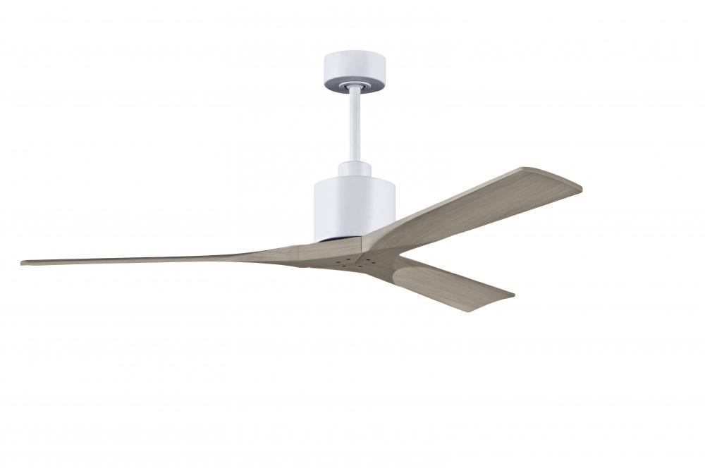 Nan 6-speed ceiling fan in Matte White finish with 60” solid gray ash tone wood blades