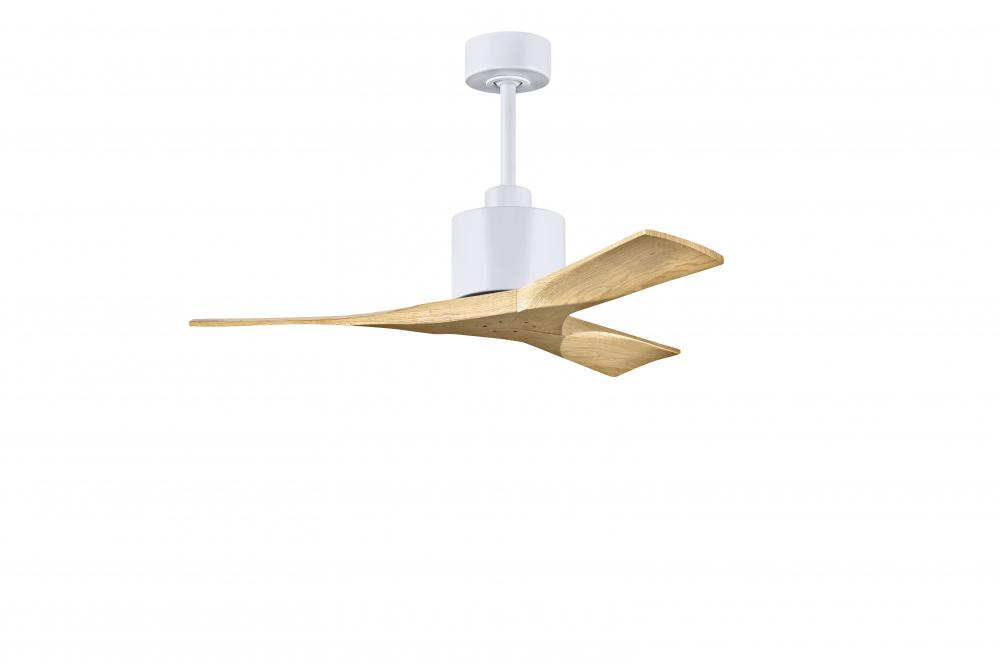 Nan 6-speed ceiling fan in Matte White finish with 42” solid light maple tone wood blades