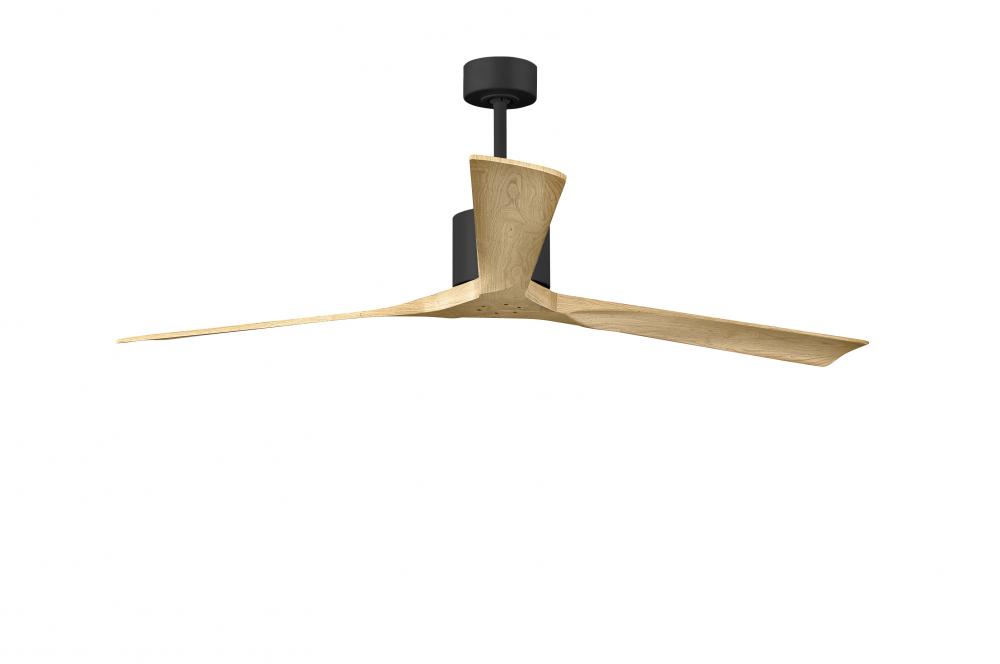 Nan XL 6-speed ceiling fan in Matte Black finish with 72” solid light maple tone wood blades
