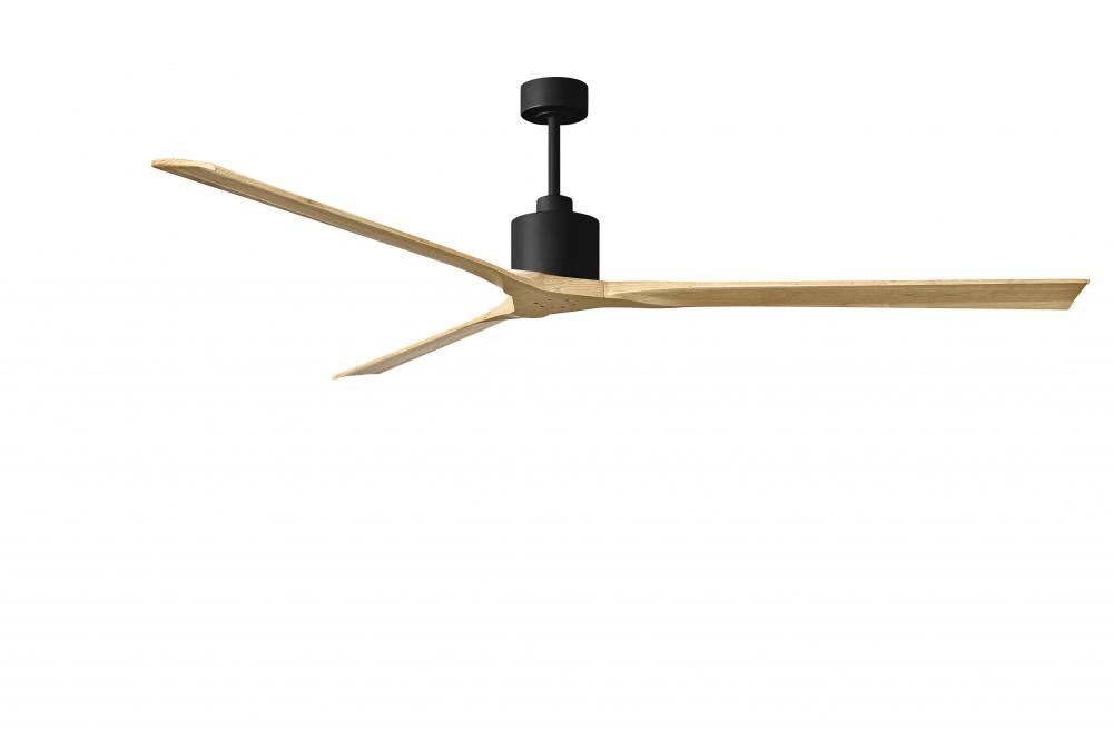 Nan XL 6-speed ceiling fan in Matte Black finish with 90” solid light maple tone wood blades