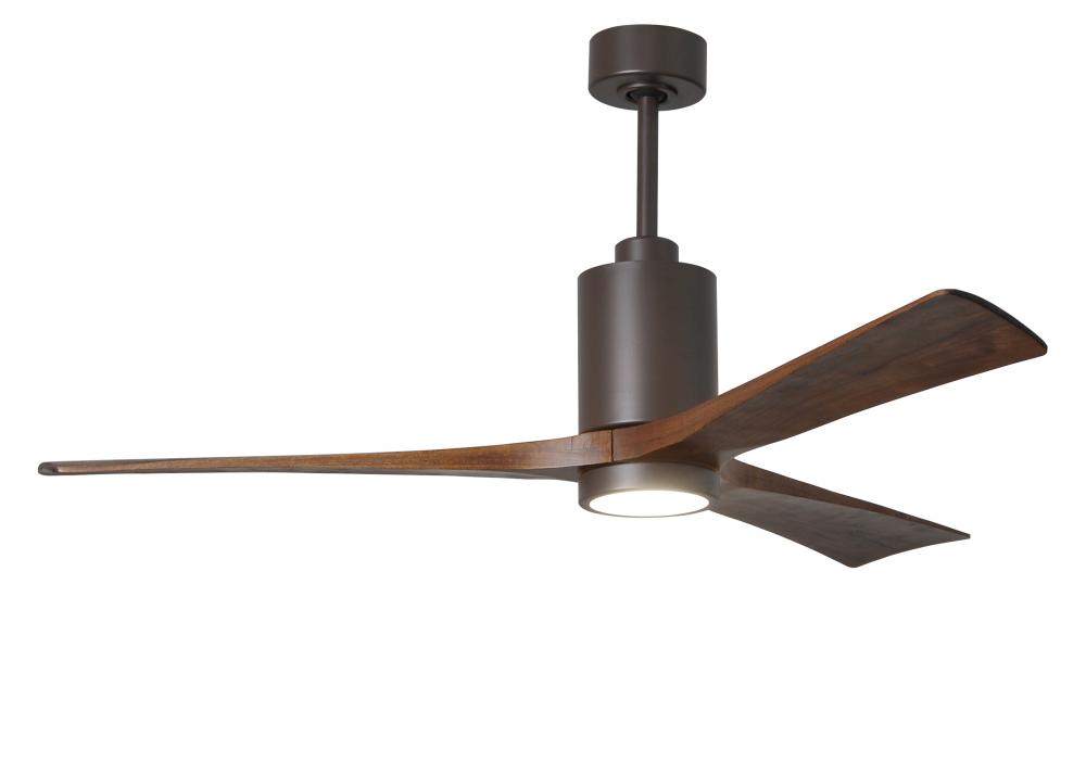 Patricia-3 three-blade ceiling fan in Textured Bronze finish with 60” solid walnut tone blades a