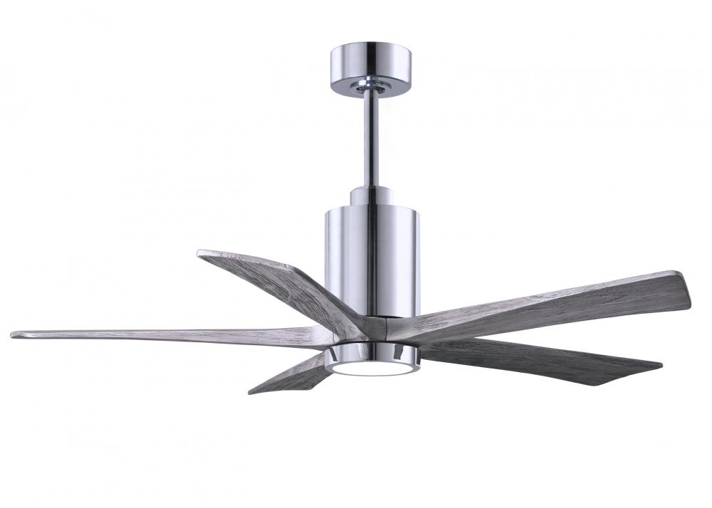 Patricia-5 five-blade ceiling fan in Polished Chrome finish with 52” solid barn wood tone blades