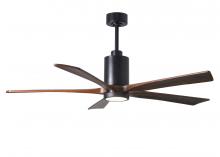 Matthews Fan Company PA5-BK-WA-60 - Patricia-5 five-blade ceiling fan in Matte Black finish with 60” solid walnut tone blades and di