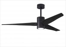 Matthews Fan Company SJ-BK-BK-60 - Super Janet three-blade ceiling fan in Matte Black finish with 60” solid matte blade wood blades