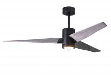 Matthews Fan Company SJ-BK-BW-60 - Super Janet three-blade ceiling fan in Matte Black finish with 60” solid barn wood tone blades a