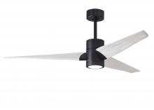 Matthews Fan Company SJ-BK-MWH-60 - Super Janet three-blade ceiling fan in Matte Black finish with 60” solid matte white wood blades