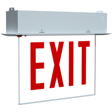 RAB Lighting EXITEDGE-RE-WPWCH - RECESSED EDGE-LIT EXIT SIGN UNV FACES NO ARROWS RED LETTERS WHITE PANEL CHICAGO WHITE