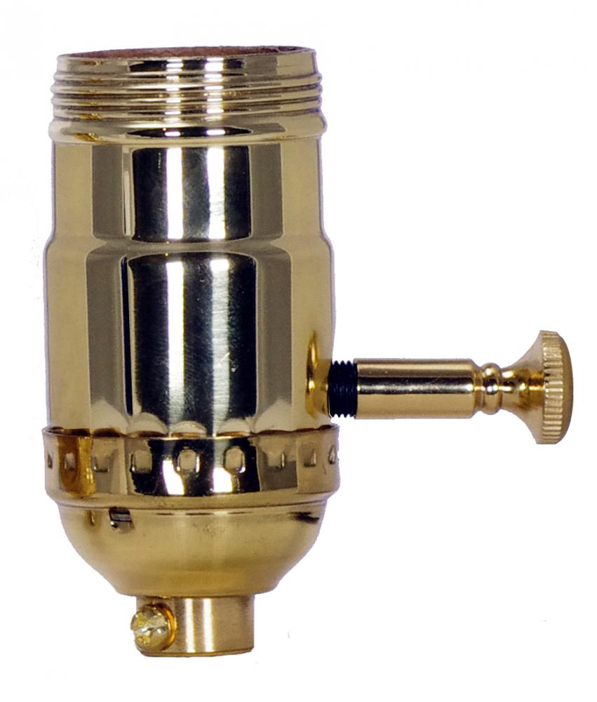 On-Off Turn Knob Socket With Removable Knob; 1/8 IPS; 3 Piece Stamped Solid Brass; Polished Brass