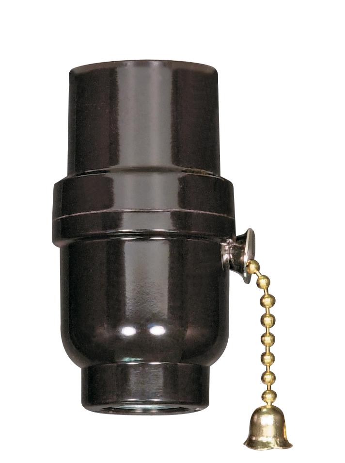 Socket; Medium base; Brass on-off pull chain, 1/8 IP cap with metal bushing less set screw