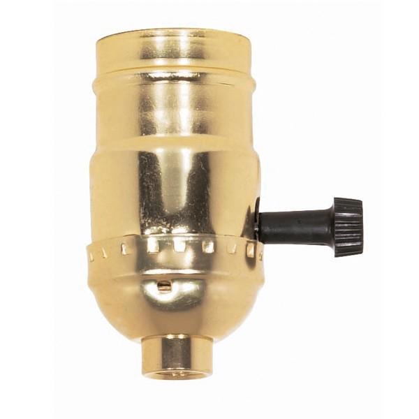 On-Off Turn Knob Socket With Removable Knob; 1/8 IPS; Aluminum; Brite Gilt Finish; 250W; 250V;