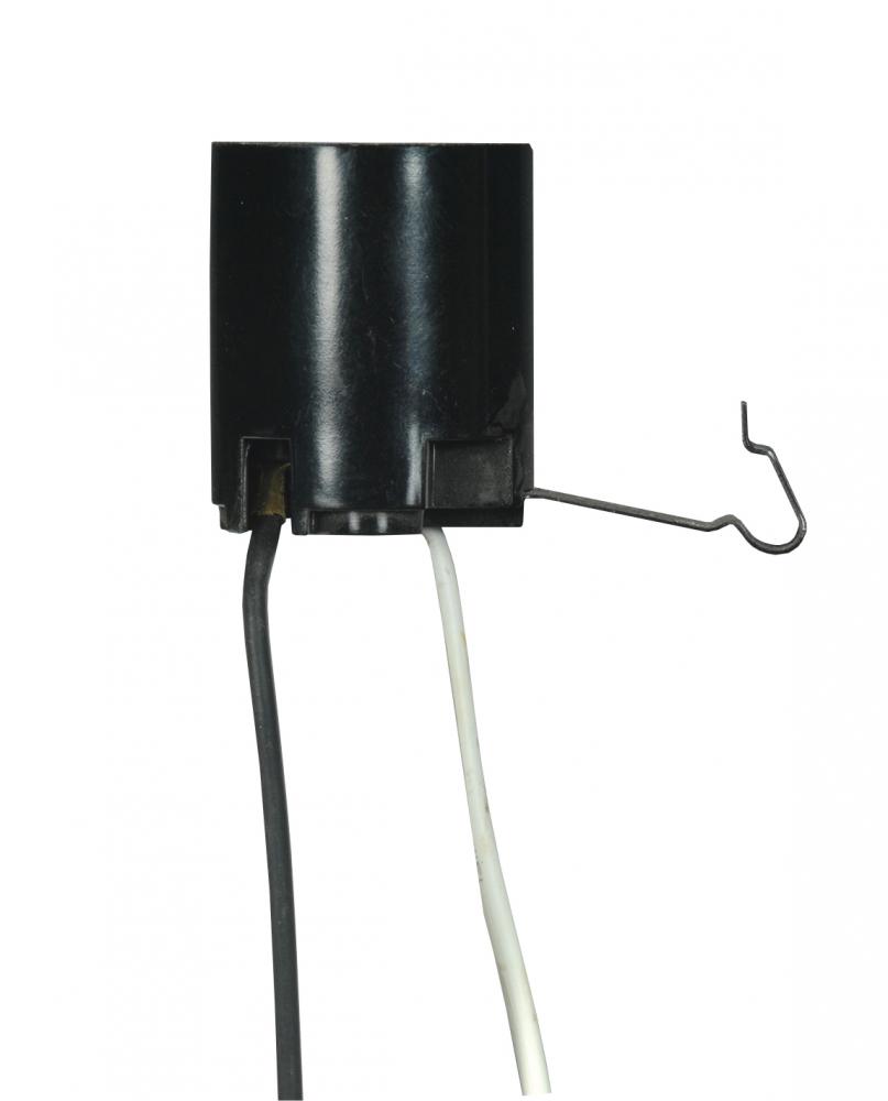 Snap-In Socket; Bracket Extends 3/4" From End Of Socket; 9" AWM B/W Leads 105C; 1-1/2"