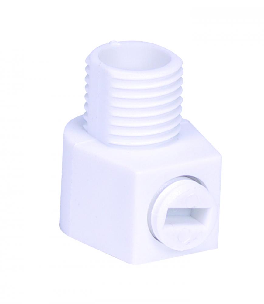 White 1/8 IP Strain Relief With Set Screw For 18/2 SVT Wire