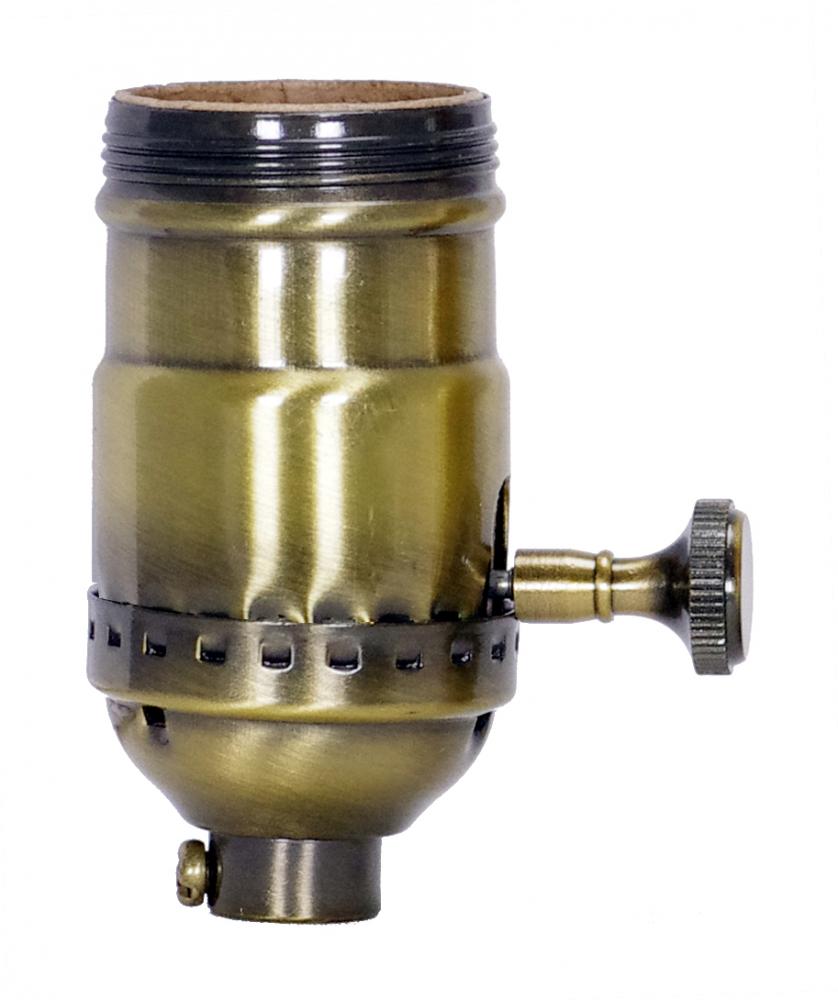 On-Off Turn Knob Socket With Removable Knob; 1/8 IPS; 3 Piece Stamped Solid Brass; Antique Brass