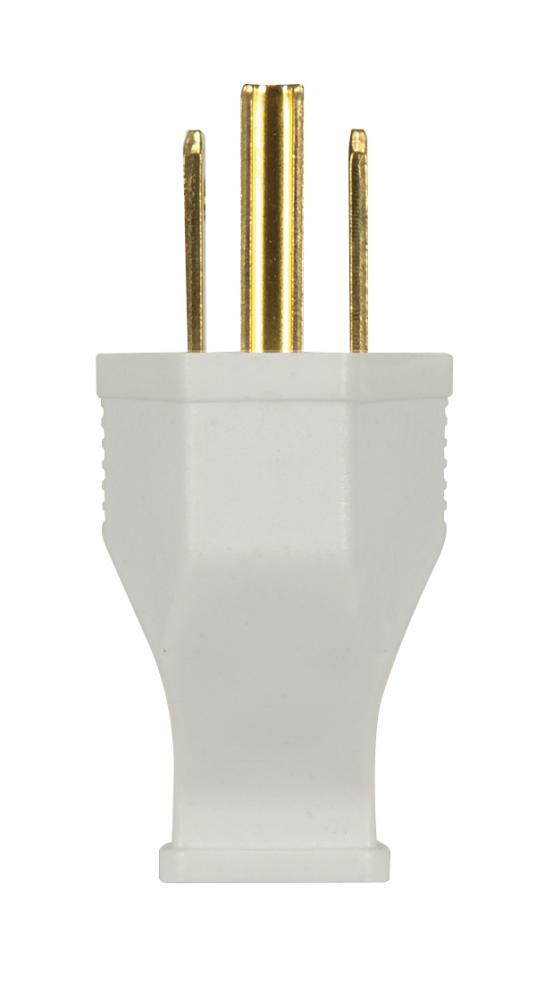 Thermoplastic HD Plug; White; 2 Pole; 3 Wire And Ground; 15A; 125V