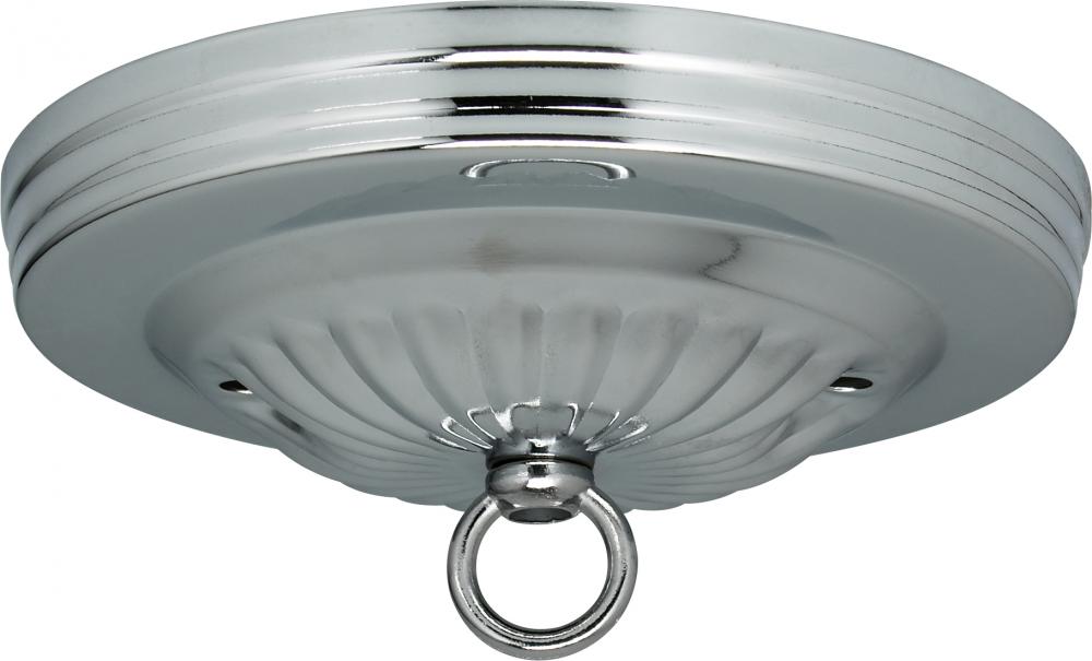 Ribbed Canopy Kit; Chrome Finish; 5" Diameter; 7/16" Center Hole; 2-8/32 Bar Holes; Includes