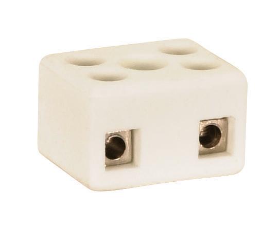 Porcelain 4 Terminal Wire Connector; 1/2" Height; 7/8" Length; 11/16" Width; 4 AMP;