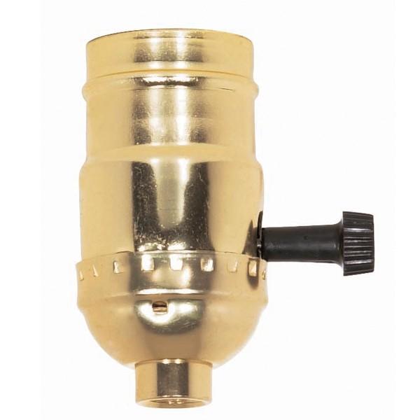 On-Off Turn Knob Socket With Removable Knob; 1/8 IPS; Aluminum; Brite Gilt Finish; 250W; 250V; 250