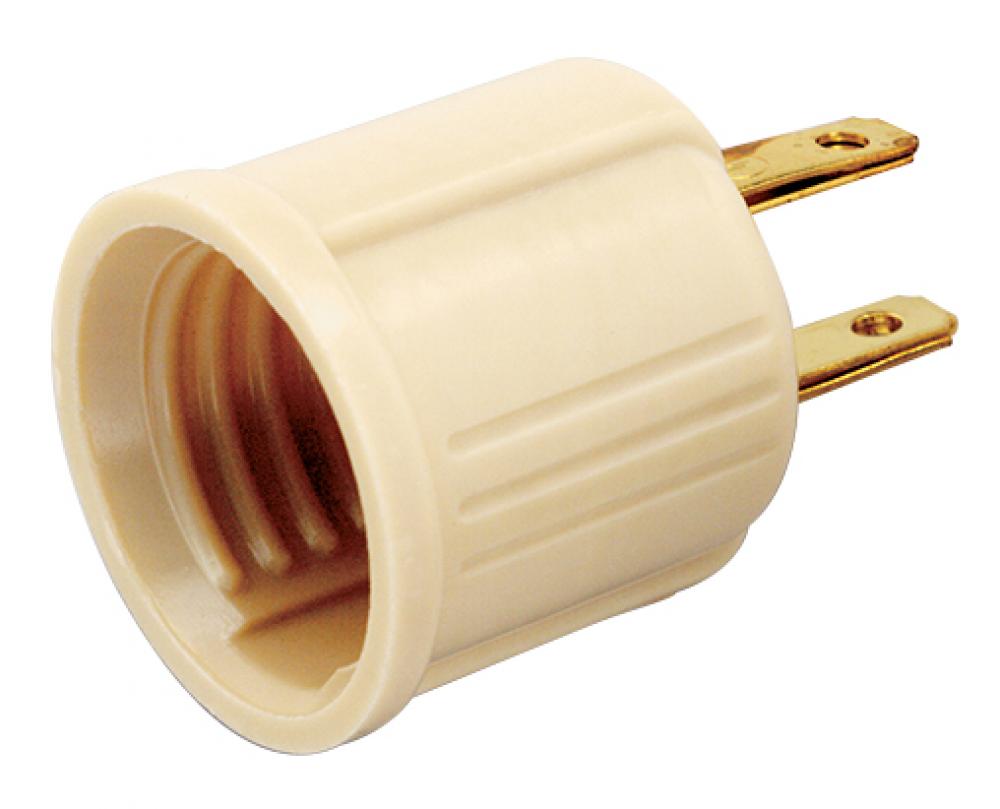 Polarized Socket Outlet Adapter; Medium Base; 660W; 125V; Ivory Finish