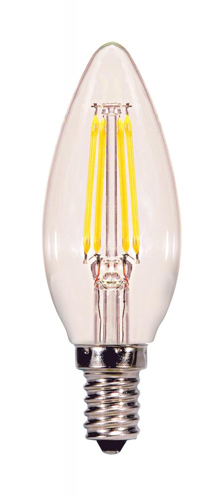 4.5 Watt C11 LED; Clear; Candelabra base; 3000K; 360 Lumens; 120 Volt