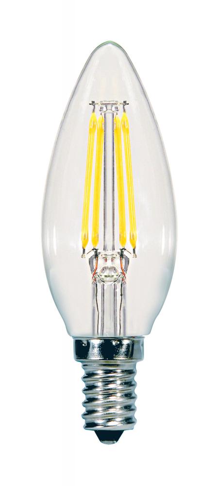 5.5 Watt C11 LED; Clear; Candelabra base; 2700K; 500 Lumens; 120 Volt