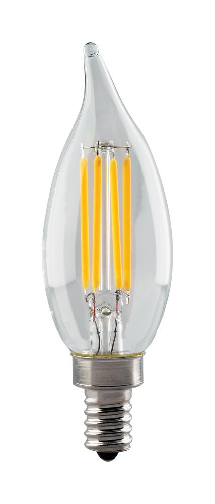 4.5 Watt CA11 LED; Clear; Candelabra base; 3000K; 360 Lumens; 120 Volt