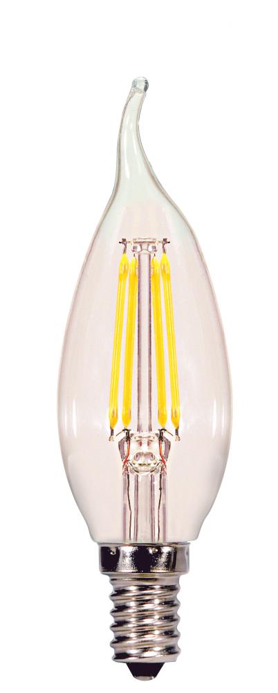 4 Watt CA11 LED; Clear; Candelabra base; 2700K; 350 Lumens; 120 Volt