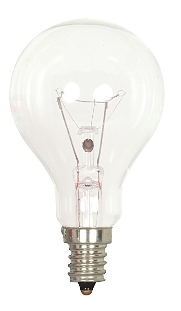 40 Watt A15 Incandescent; Clear; Appliance Lamp; 1000 Average rated hours; 420 Lumens; Candelabra